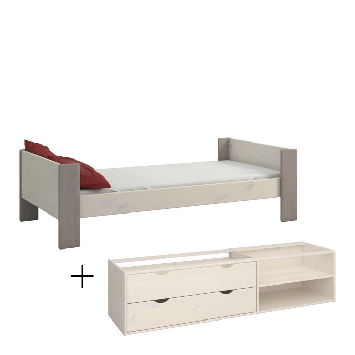 Steens For Kids Single Bed in Whitewash Grey Brown Lacquered