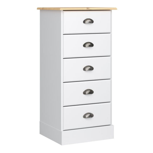 Nola 5 Drawer Chest White & Pine