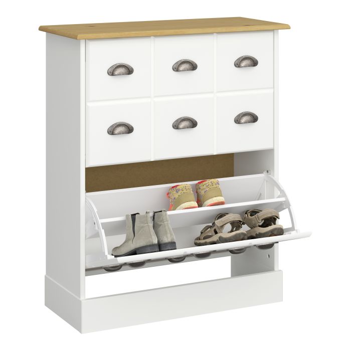 Nola Shoe Cabinet White & Pine