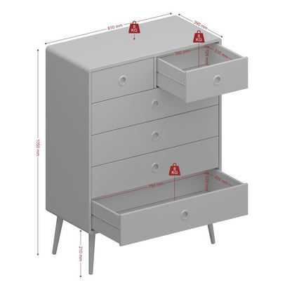 Softline 2+4 Chest in Off White