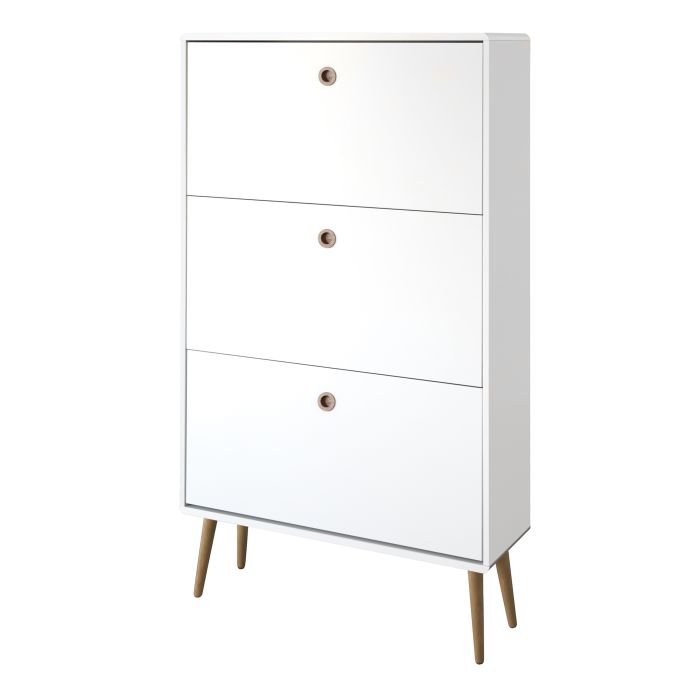 Softline Shoe Cabinet 3 Flip Down Doors in White