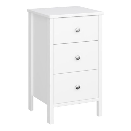 Tromso 3 Drawer Bedside in Pure White