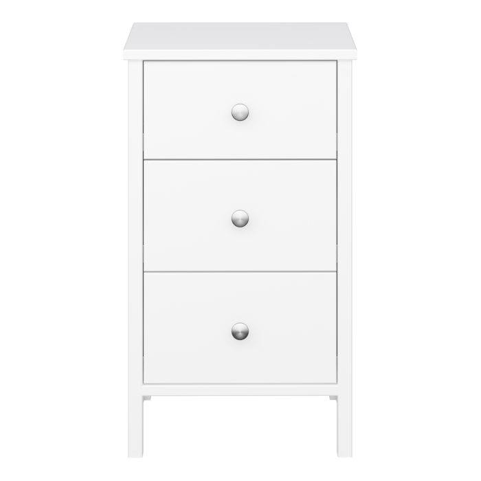 Tromso 3 Drawer Bedside in Pure White