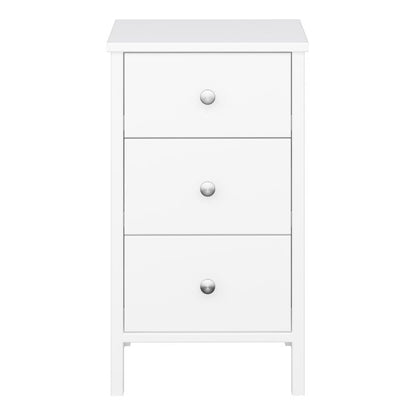 Tromso 3 Drawer Bedside in Pure White