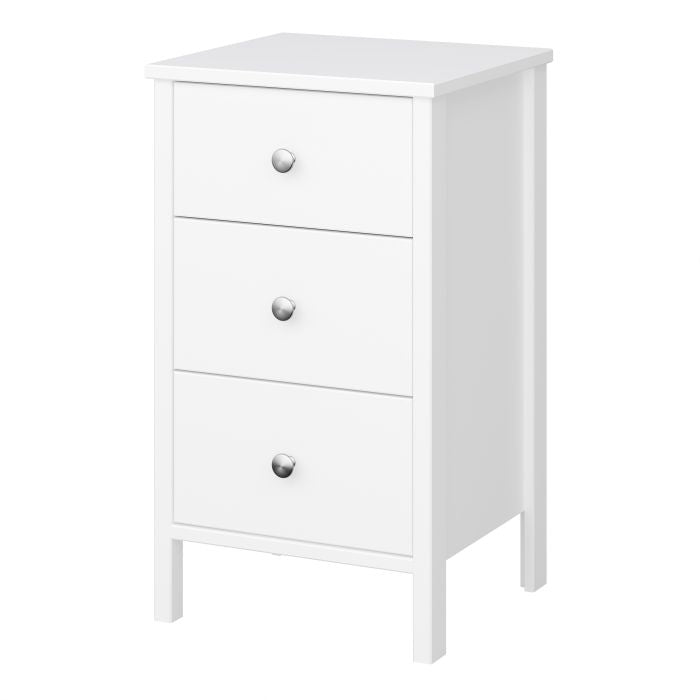 Tromso 3 Drawer Bedside in Pure White