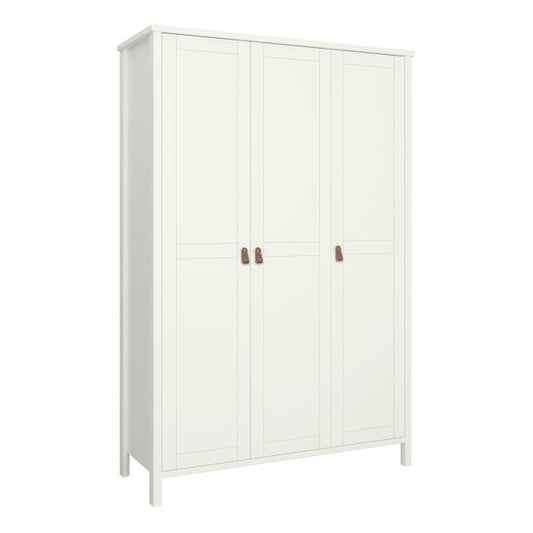 Tromso 3 Doors Wardrobe White with Leather Handles