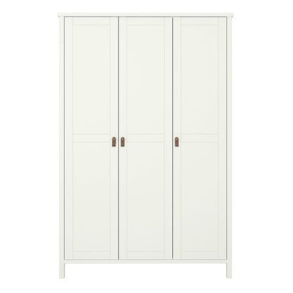 Tromso 3 Doors Wardrobe White with Leather Handles