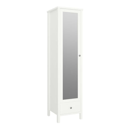 Tromso Wardrobe with 1 Mirror Door 1 Drawer in Off White