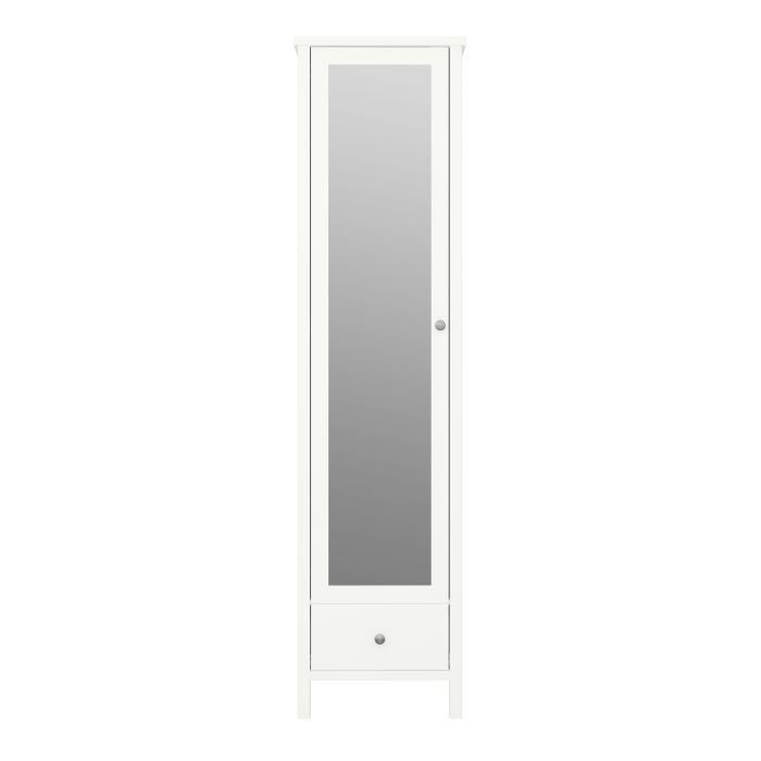 Tromso Wardrobe with 1 Mirror Door 1 Drawer in Off White