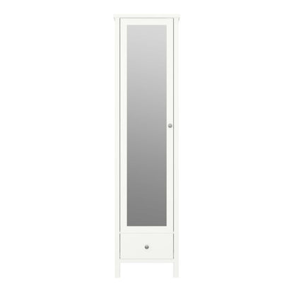 Tromso Wardrobe with 1 Mirror Door 1 Drawer in Off White