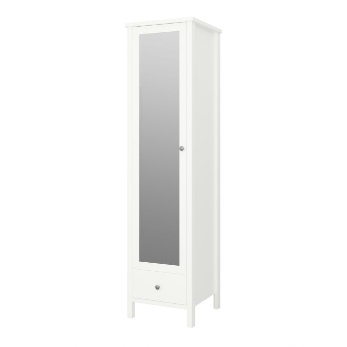 Tromso Wardrobe with 1 Mirror Door 1 Drawer in Off White