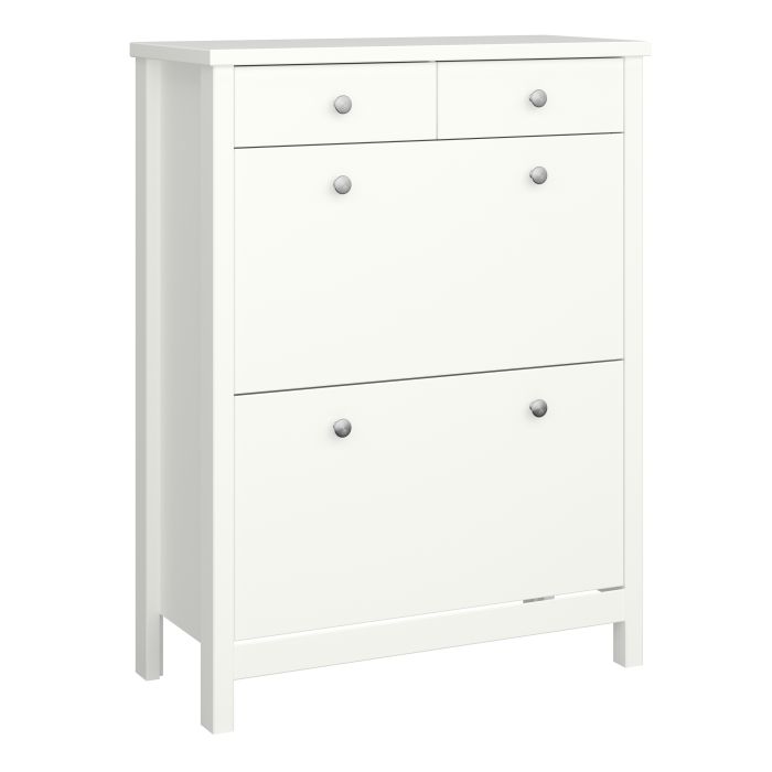 Tromso Shoe Cabinet 2 Flip Down Doors 2 Drawers in Off White