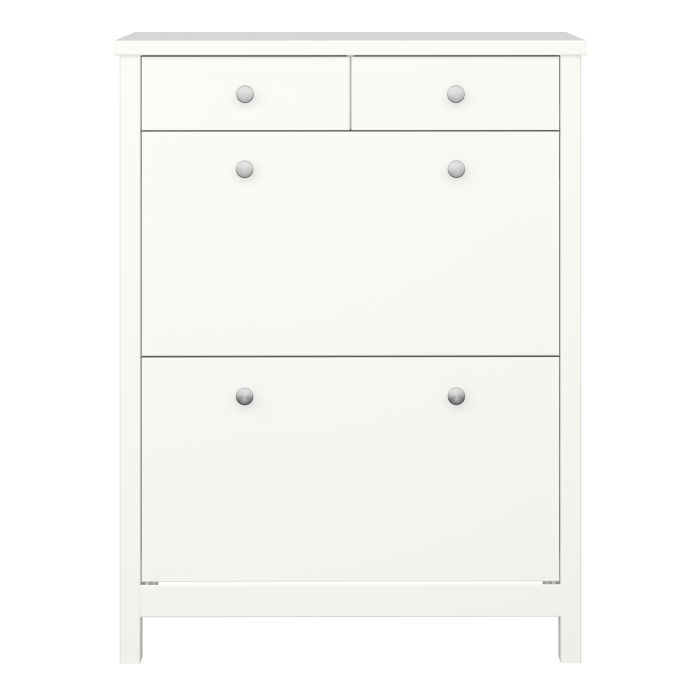 Tromso Shoe Cabinet 2 Flip Down Doors 2 Drawers in Off White