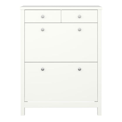 Tromso Shoe Cabinet 2 Flip Down Doors 2 Drawers in Off White