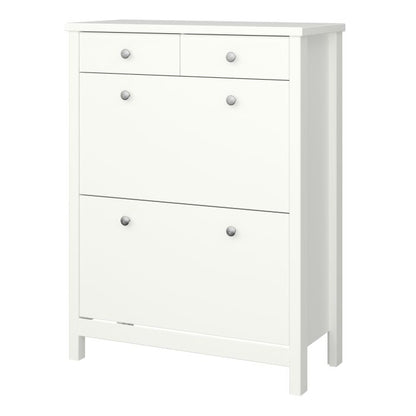 Tromso Shoe Cabinet 2 Flip Down Doors 2 Drawers in Off White