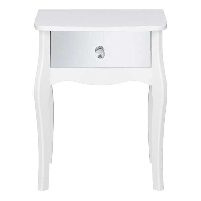 Baroque Mirrored Nightstand in White