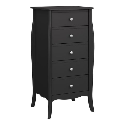 Baroque 5 Drawer Narrow in Black