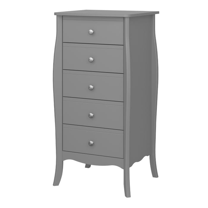 Baroque 5 Drawer Narrow in Grey