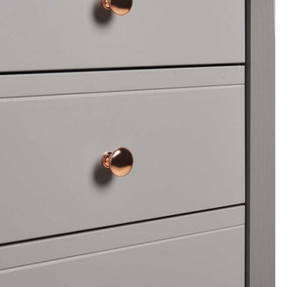 Baroque 5 Drawer Narrow in Folkestone Grey with Rose Gold Colour Handles