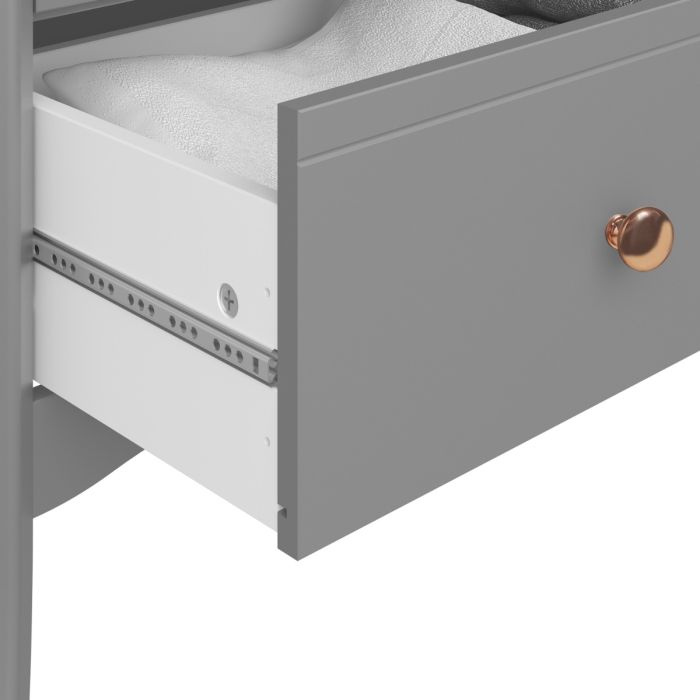 Baroque 5 Drawer Narrow in Folkestone Grey with Rose Gold Colour Handles