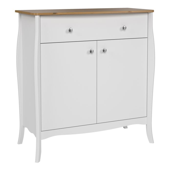 Baroque Sideboard 2 Doors 1 Drawer in Pure White Iced Coffee Lacquer