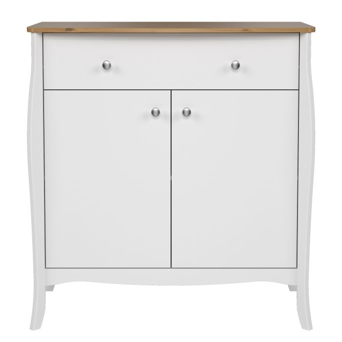 Baroque Sideboard 2 Doors 1 Drawer in Pure White Iced Coffee Lacquer