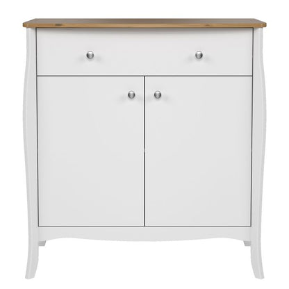 Baroque Sideboard 2 Doors 1 Drawer in Pure White Iced Coffee Lacquer