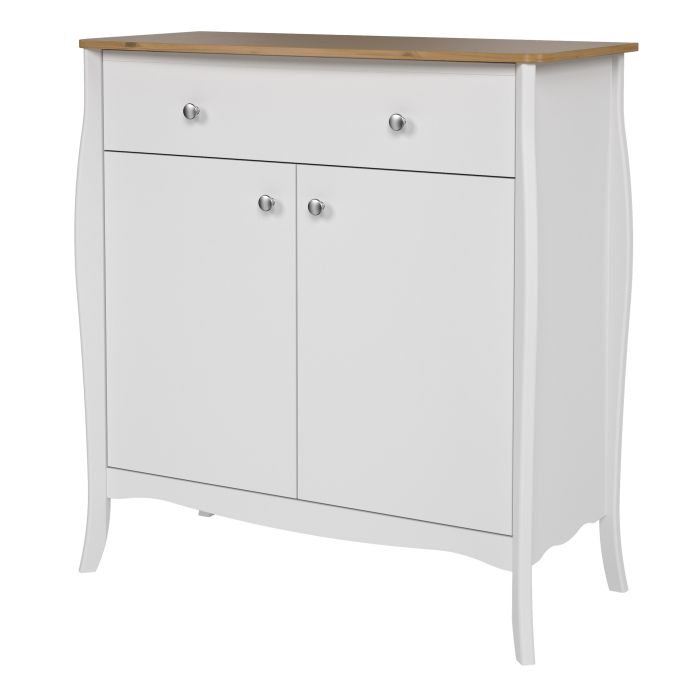 Baroque Sideboard 2 Doors 1 Drawer in Pure White Iced Coffee Lacquer