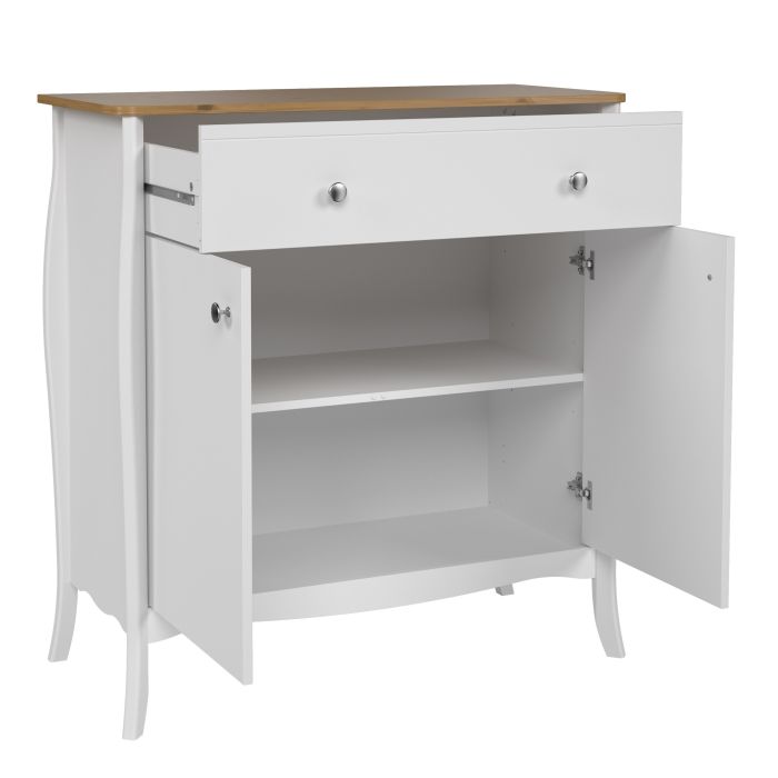 Baroque Sideboard 2 Doors 1 Drawer in Pure White Iced Coffee Lacquer