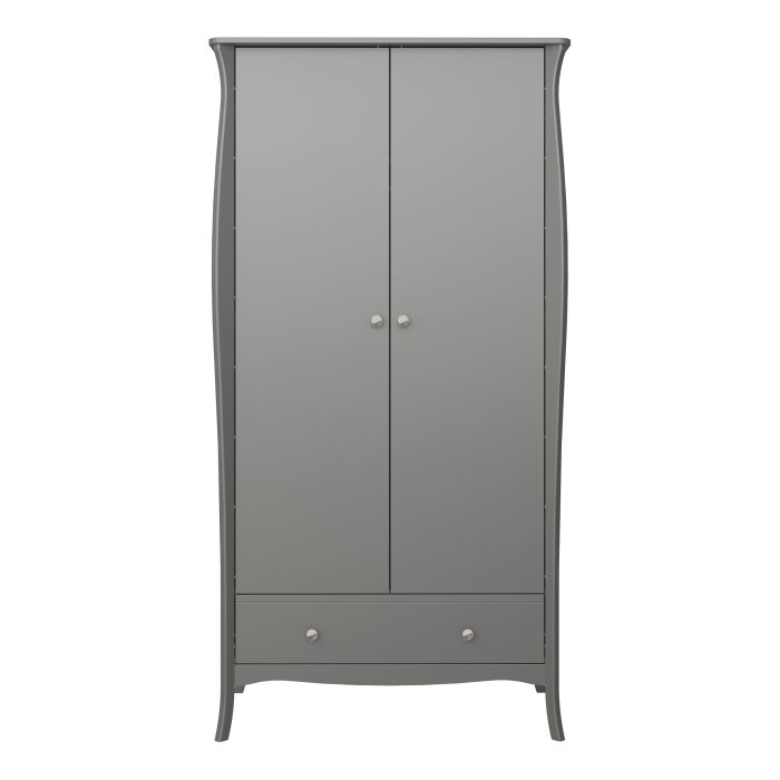 Baroque 2 Door 1 Drawer Wardrobe in Grey