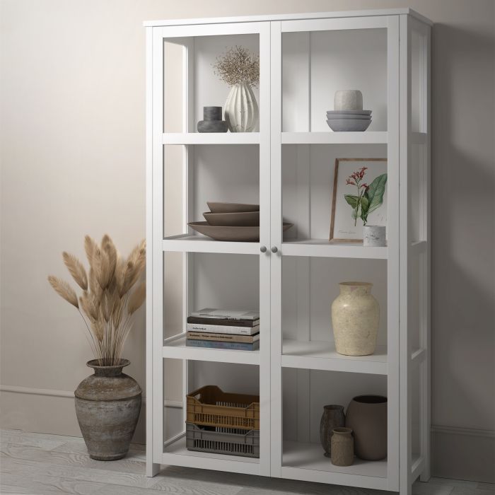 Excellent Showcase Display Cabinet with 2 Doors in Pure White