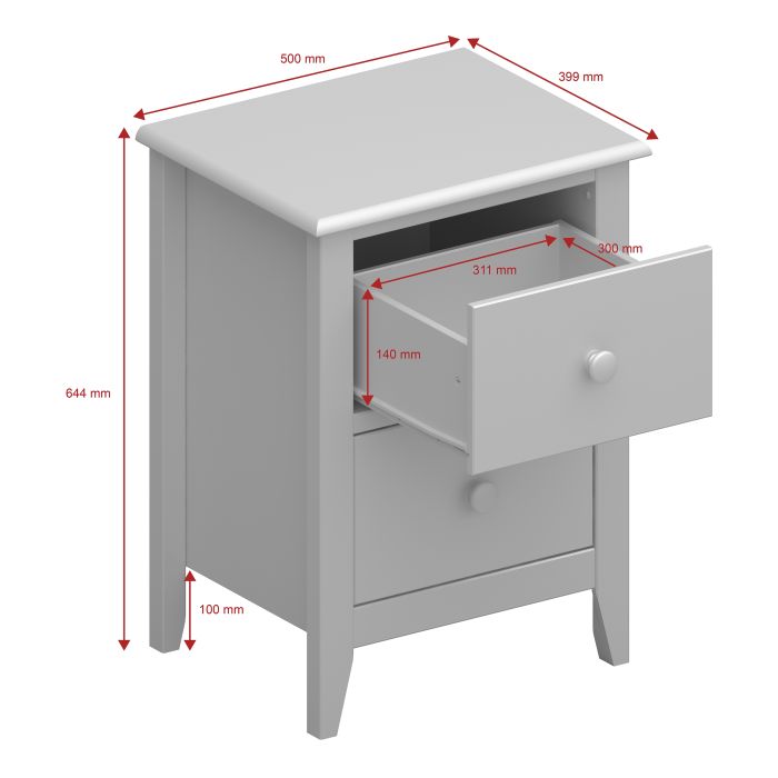 Heston 2 Drawer Night Stand Pine