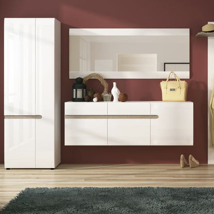 Chelsea Bedroom 2 Door Wardrobe in White with a Truffle Oak Trim