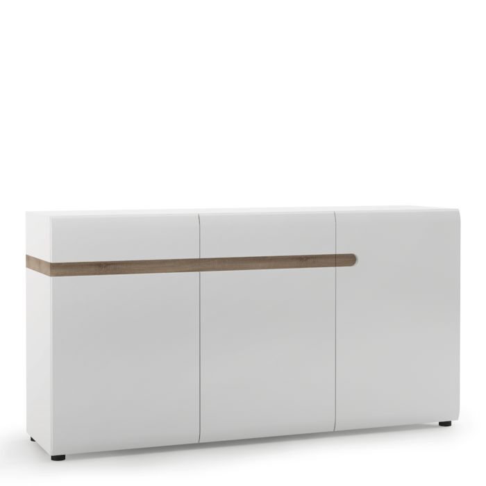 Chelsea Living 2 Drawer 3 Door Sideboard in White with a Truffle Oak Trim