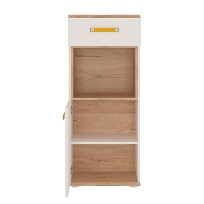 4KIDS 1 Door 1 Drawer Narrow Cabinet with Orange Handles