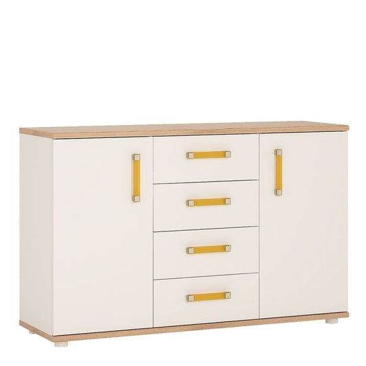 4KIDS 2 Door 4 Drawer Sideboard with Orange Handles