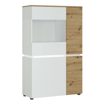 Luci 4 Door Low Display Cabinet (including LED lighting) in White and Oak