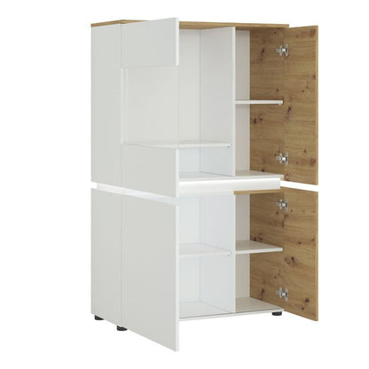 Luci 4 Door Low Display Cabinet (including LED lighting) in White and Oak