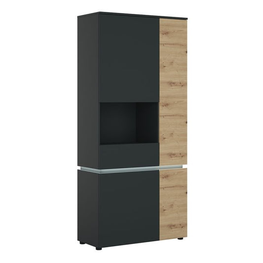 Luci 4 Door Tall Display Cabinet LH (including LED lighting) in Platinum and Oak