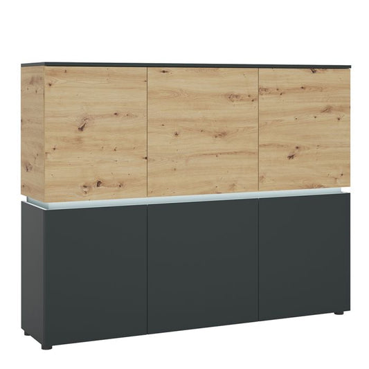 Luci 6 Door Cabinet (including LED lighting) in Platinum and Oak