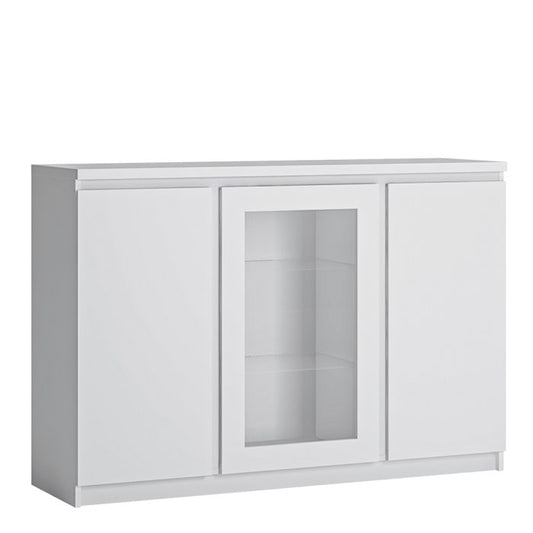 Fribo 3 Door Sideboard (Glazed Centre) in White