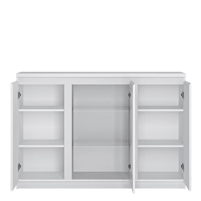 Fribo 3 Door Sideboard (Glazed Centre) in White