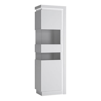 Lyon Tall Narrow Display Cabinet (LHD) (including LED lighting) in White and High Gloss