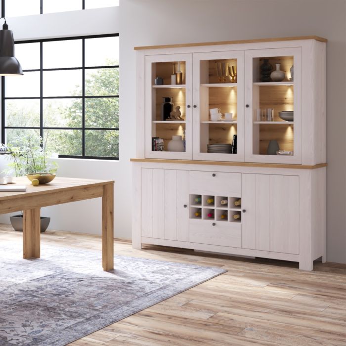 Celesto 2 Door 2 Drawer Sideboard with Wine Rack in White and Oak