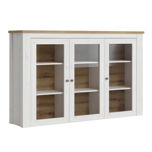 Celesto 3 Door Display Top Unit in White and Oak