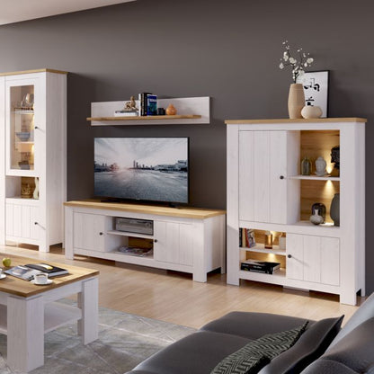 Celesto 2 Door 2 Drawer Sideboard with Wine Rack in White and Oak