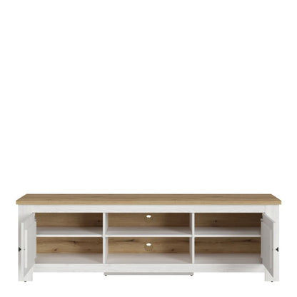 Celesto 2 Door Wide TV Unit in White and Oak (189cm)