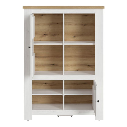 Celesto 2 Door 4 Shelves Cabinet in White and Oak