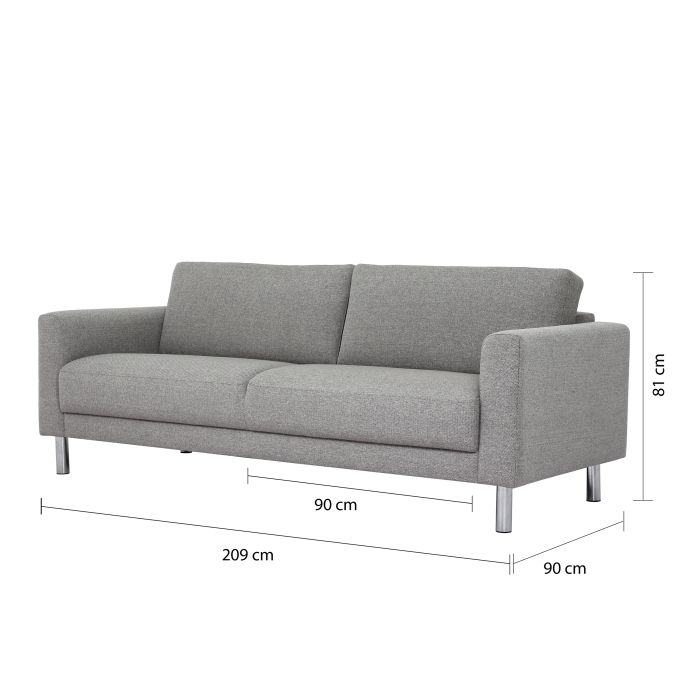 Cleveland 3-Seater Sofa in Nova Light Grey