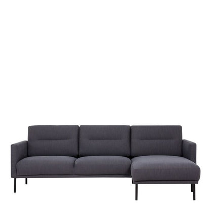 Larvik Chaiselongue Sofa (RH) - Anthracite, Black Legs